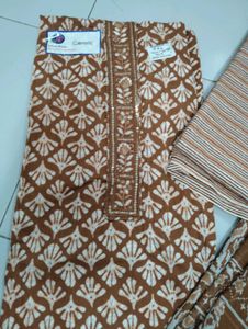 Brown batik print dress material