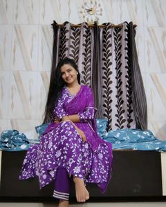 Purple New Kurta Set With Dupatta