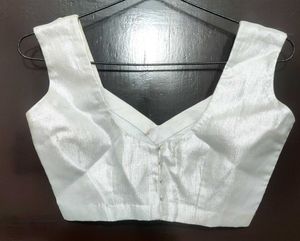 Silver Shimmer Stitched Blouse🤍 Full Margin