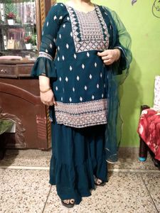 Elegant Teal Embroidered Kurta Set