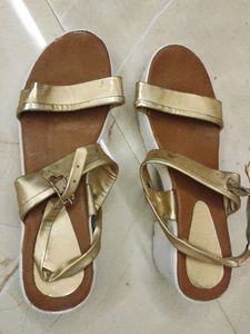 Block Heels Sandals With Golden Straps