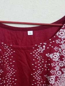 Maroon Embroidered Kurta