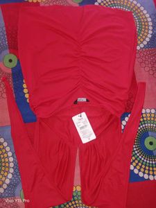 Stylish Red Cowl Neck Top