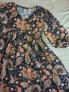 black Boho Paisley Print Dress