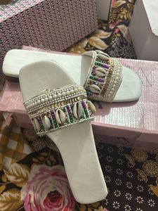 Shell Embellished Flats
