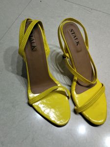 Stalk Yellow Kitten Heel Sandals