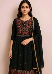 Elegant Black Embroidered Maxi Dress