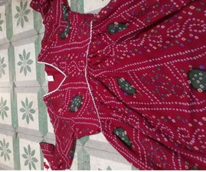Pink Bandhani Kurti Set