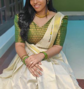 Latest Model Kerala Tissue Mural Paint Half Saree