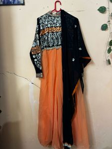 Orange &amp; Black Anarkali