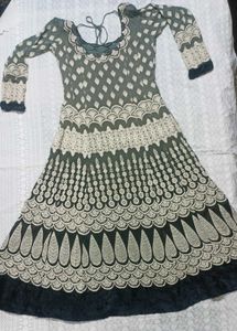 Elegant Black & Grey Embroidered Anarkali Dress