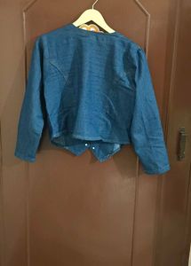 Navy Blue Denim Front Open Jacket..