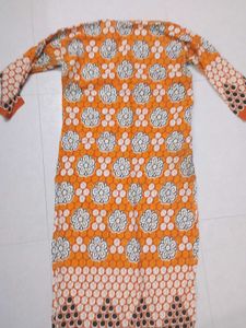 Flower Prints Cotton Yellow Kurta