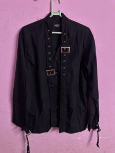 Unique Buckled Black Shirt