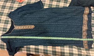Teal Embroidered Kurta set