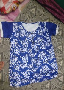 Blue Floral Print Top