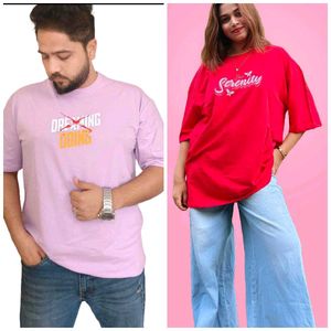 Couple Graphic Print T-Shirts(Set Of 2)