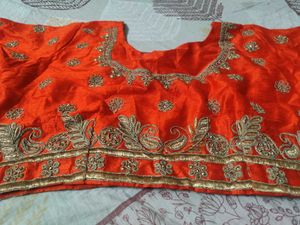 Orange Embellished Sari Blouse