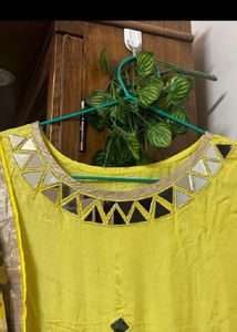 Yellow Mirrorwork Kurti Set
