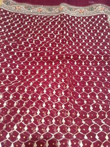 Maroon Embellished Saree