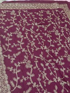 Satin Embroidery Saree