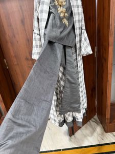 Grey Embroidered Kurta Set