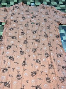 Peach Floral Print Lounge Dress