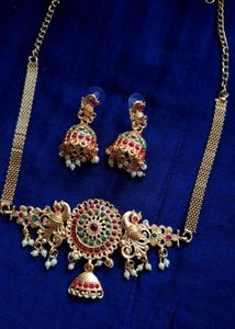 Peacock motifs, Stone Studded Jewellery Set
