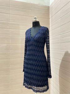 Party Navy Blue Lace Mini Dress