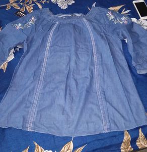 Floral Embroidered Denim Top