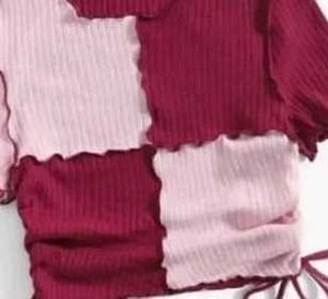 Cute Color Block Crop Top