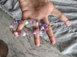 Purple Beaded Phone Charm