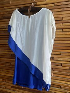 Blue &amp; White Layered Short Dress