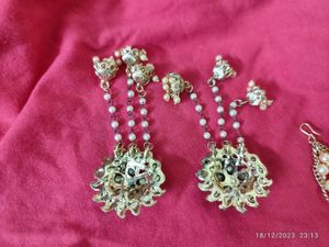 Bahubali Jhumka Earrings with Hair Chain