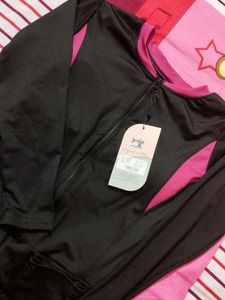 Black Swimsuit With Skirt And Attached Pant