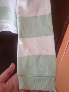 Striped Long Sleeve Top cutesy light green with wh