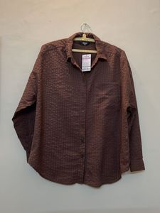Max New Brown Seersucker Shirt For Ladies