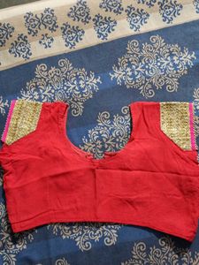 Red &amp; Gold Embellished Saree