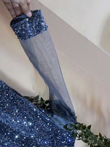 Elegant Sequined Grey Gown( Hand Made)