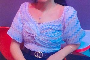 Blue Zig-Zag Crop Top