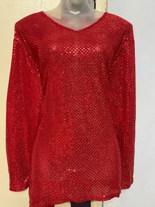 Pintrest Red Glitter Plus Size Top