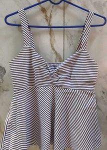 casual Noodles Straps Striped Women Blue top
