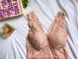 Peach Padded Lace Top