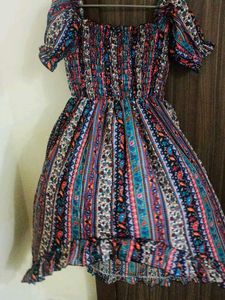 Boho Print Off-Shoulder Mini Dress