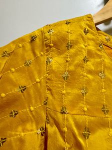 PURE SILK Haldi Embellished Kurti