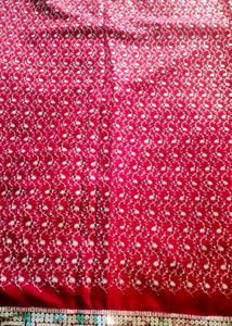 Red &amp; Gold Embroidered Fabric Saree