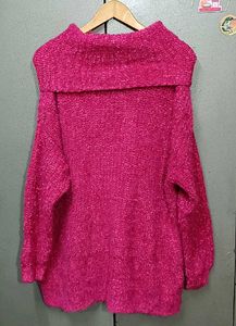 Hot Pink fluffy Roll Neck Jumper/Dress-FIXED PRICE