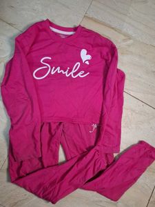 Girls Pink 'Smile' Pajama Set