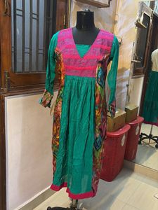 Pure Gorgette Colorful Ethnic Kurta