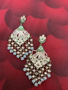 Lotus Earrings Sky Blue Pearl